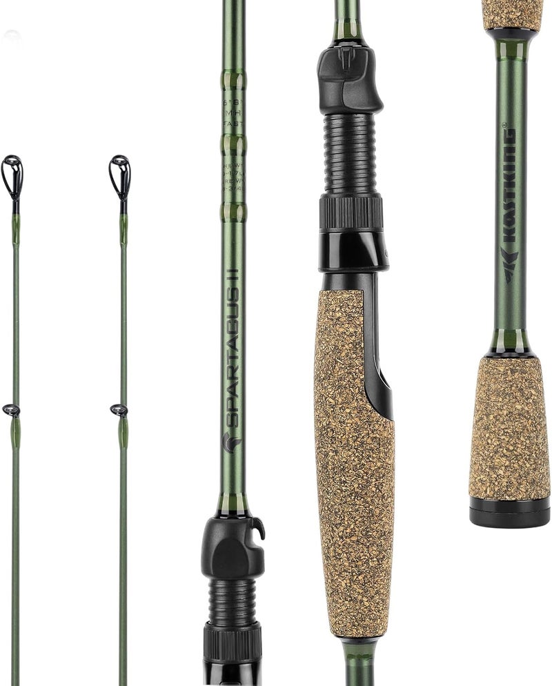 Kastking Spartacus II Fishing Rods - IM6 Graphite Blanks Casting & Spinning Rods, 2-Piece Rods with Extra Tip Section, PTS Power Transition System, KastFlex Technology, Rubber Cork Handle - Image 1